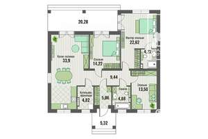 Дом 133м², 1-этажный, участок 8 сот.