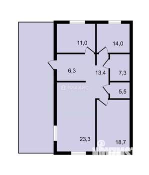Дом 108м², 1-этажный, участок 8 сот.