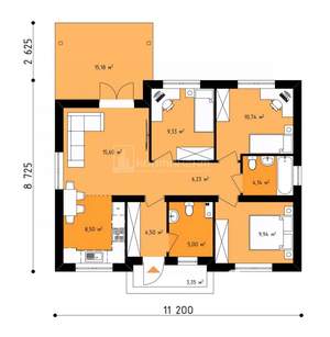 Дом 105м², 1-этажный, участок 8 сот.  