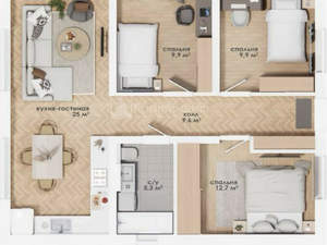 Дом 73м², 1-этажный, участок 9 сот.  