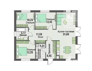 Дом 95м&sup2;, 1-этажный, участок 7 сот.  