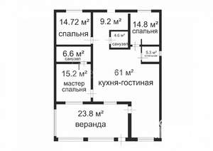 Коттедж 155м&sup2;, 1-этажный, участок 11 сот.  