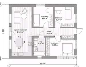 Дом 73м&sup2;, 1-этажный, участок 8 сот.  