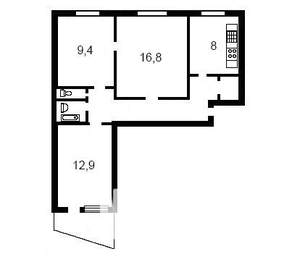 3-к квартира, на длительный срок, 58м2, 2/2 этаж