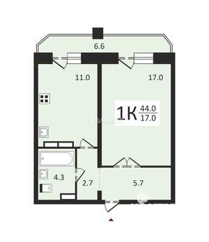1-к квартира, на длительный срок, 40м2, 15/17 этаж