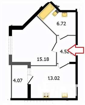 1-к квартира, на длительный срок, 42м2, 6/17 этаж