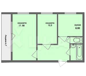 2-к квартира, на длительный срок, 52м2, 6/9 этаж