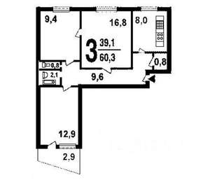 3-к квартира, на длительный срок, 58м2, 2/2 этаж