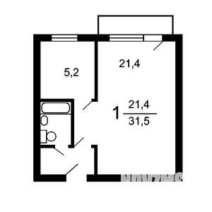 1-к квартира, на длительный срок, 31м2, 5/5 этаж