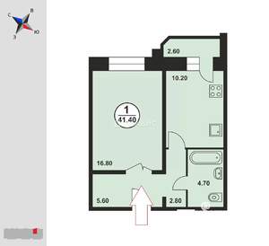1-к квартира, на длительный срок, 41м2, 3/17 этаж
