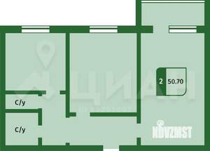 2-к квартира, на длительный срок, 53м2, 4/5 этаж