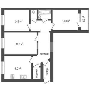 3-к квартира, на длительный срок, 67м2, 2/9 этаж