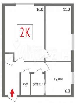 2-к квартира, на длительный срок, 42м2, 4/4 этаж