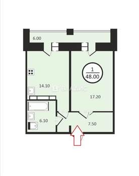 1-к квартира, на длительный срок, 48м2, 10/17 этаж
