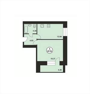 1-к квартира, на длительный срок, 45м2, 9/14 этаж
