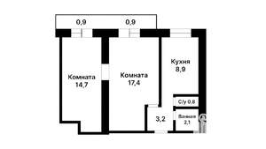 2-к квартира, на длительный срок, 48м2, 7/9 этаж