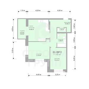 2-к квартира, вторичка, 71м2, 2/17 этаж