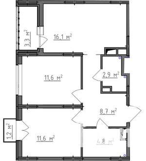 2-к квартира, вторичка, 58м2, 8/9 этаж