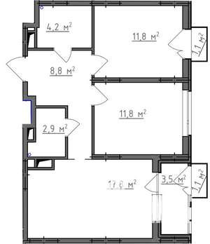 2-к квартира, вторичка, 60м2, 4/9 этаж