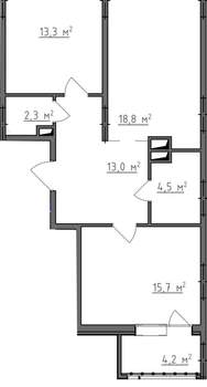 2-к квартира, вторичка, 70м2, 2/9 этаж