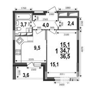 1-к квартира, вторичка, 37м2, 11/17 этаж