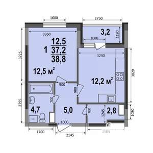 1-к квартира, строящийся дом, 39м2, 8/17 этаж