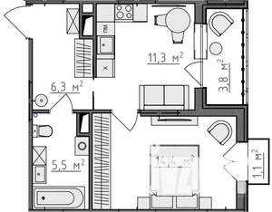 1-к квартира, вторичка, 40м2, 3/9 этаж