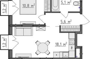 1-к квартира, вторичка, 40м2, 1/9 этаж
