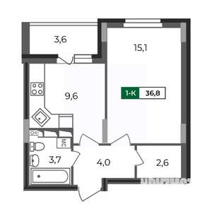 1-к квартира, вторичка, 37м2, 16/17 этаж