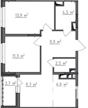 2-к квартира, вторичка, 60м2, 7/9 этаж