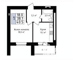 Студия квартира, вторичка, 40м2, 1/14 этаж