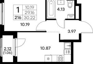 1-к квартира, вторичка, 30м2, 3/17 этаж