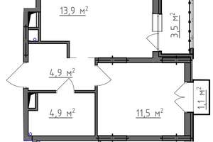 1-к квартира, вторичка, 37м2, 8/9 этаж