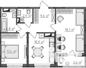 2-к квартира, вторичка, 60м2, 6/9 этаж