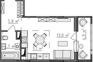 Студия квартира, вторичка, 33м2, 6/9 этаж
