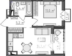 1-к квартира, вторичка, 39м2, 5/9 этаж