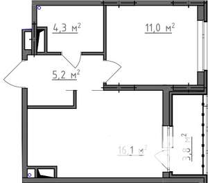 1-к квартира, вторичка, 39м2, 9/9 этаж