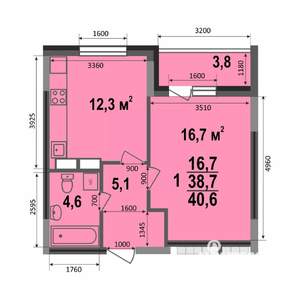 1-к квартира, вторичка, 41м2, 14/17 этаж