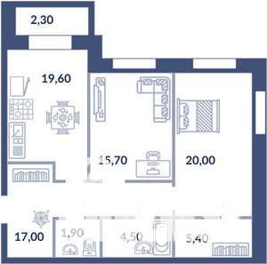 2-к квартира, сданный дом, 88м2, 8/10 этаж