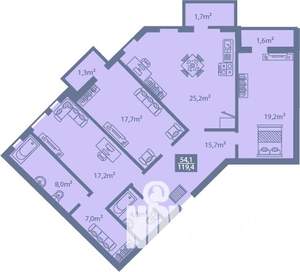 3-к квартира, строящийся дом, 119м2, 4/7 этаж
