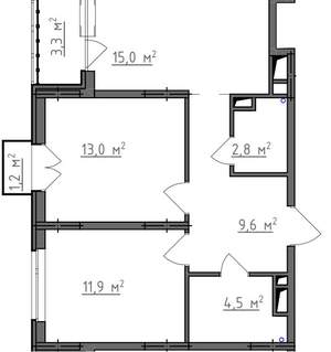 2-к квартира, вторичка, 59м2, 4/9 этаж