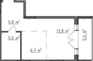 Студия квартира, вторичка, 34м2, 1/9 этаж