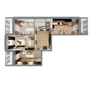 3-к квартира, строящийся дом, 80м2, 8/17 этаж