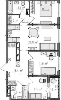 3-к квартира, вторичка, 80м2, 8/9 этаж