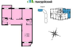 3-к квартира, вторичка, 76м2, 11/12 этаж