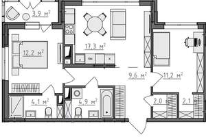 2-к квартира, вторичка, 66м2, 5/9 этаж