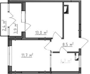 1-к квартира, вторичка, 41м2, 4/9 этаж