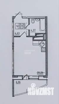 Студия квартира, сданный дом, 34м2, 17/17 этаж