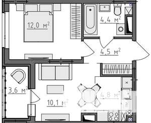 1-к квартира, вторичка, 38м2, 9/9 этаж
