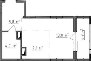 Студия квартира, вторичка, 33м2, 6/9 этаж